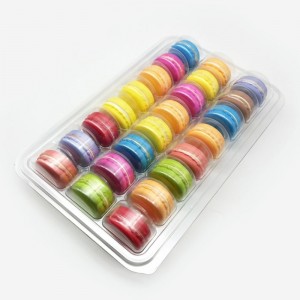 Tamaños personalizados caja de macarons 24 compartimentos cajas de empaquetado de dulces transparentes caja de ampolla
